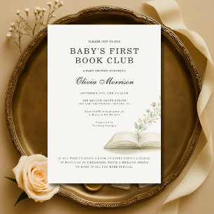 Första Bokklubben för Bebisar - Baby Shower Inbjudningar