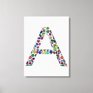 Första Brev A, Monogram Modern Snyggt Trendig Canvastryck