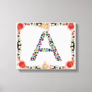 Första Brev A, Monogram Modern Snyggt Trendig Canvastryck