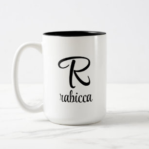 första brev-kaffe av monogram logotyp gult mugg