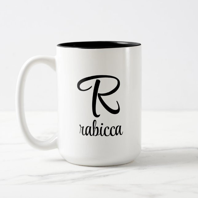 första brev-kaffe av monogram logotyp gult mugg (Vänster)