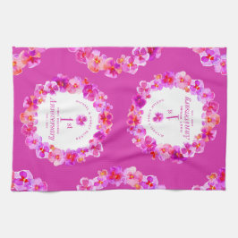 Första bröllop-årsdagen av party rosa Pansarblomma Kökshandduk