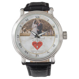 Första Bröllop-årsdagen Personlig Pappra Bröllop Armbandsur