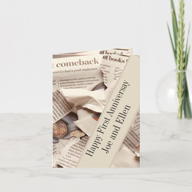 Första Bröllop-årsdagen redigerbar Kort (Framsida)