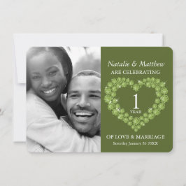 Första bröllopsjubileum Peridot grön foto Inbjudningar