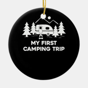 Första Camping Resa utomhus Äventyr Hiking Camper Julgransprydnad Keramik