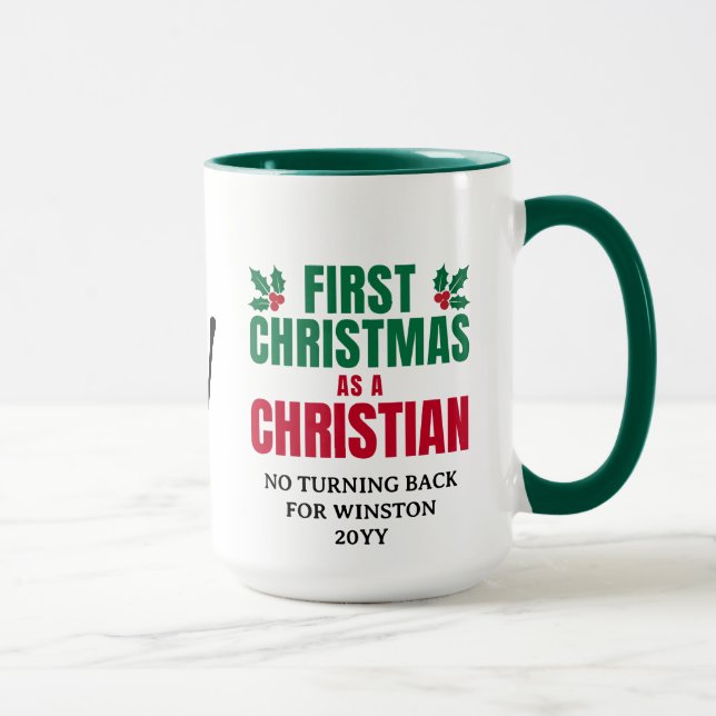 FÖRSTA CHRISTMAS CHRISTIAN Anpassningsbar Monogram Mugg (Höger)