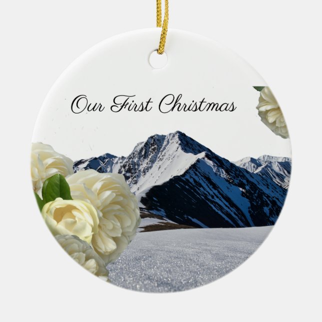 Första Christmas Mountain Rose Ornament (Framsidan)