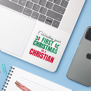 FÖRSTA CHRISTMAS SOM KRISTNA FÖR NYA Believer Klistermärken