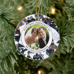 FÖRSTA CHRISTMAS SOM MR Elegant Diamond 2 Photo Julgransprydnad Keramik