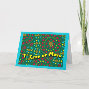 Första Cinco de Mayo, färgat geometriskt Mönster Kort