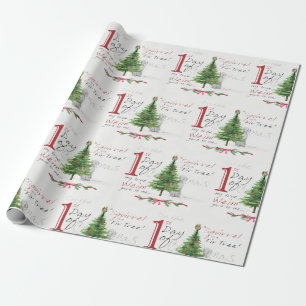 FÖRSTA DAG AV JUL WEIMS SOM SLÅR IN PAPPER PRESENTPAPPER