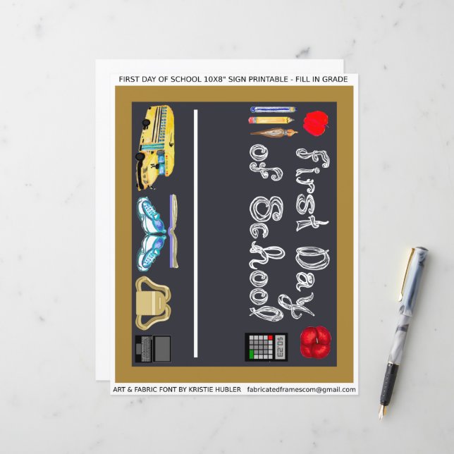 Första dagen av 10 x 8-tums skolsignalen Brev Papp (Fram/Back In Situ)