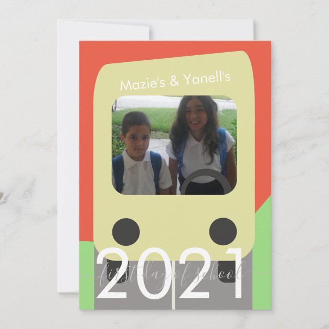 Första dagen av Buss-skriptkort för bildskärmskort Inbjudningar (Framsida)