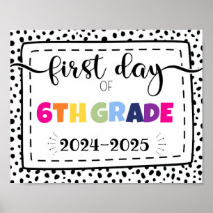 första dagen av fotoutskriftssymbolen för 6e klass poster