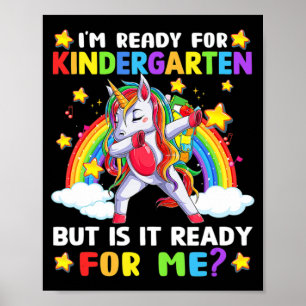 Första dagen av Kindergarten Roligt Unicorn tillba Poster