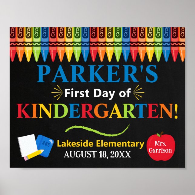 Första dagen av Kindergarten-skolsignalen Poster (Framsidan)