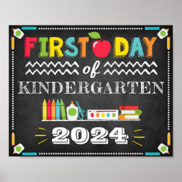 Första dagen av läsbart skolmärke poster