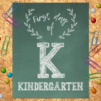 Första dagen Back to school, första dagen i Kinder Fototryck