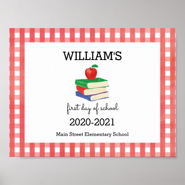 Första dagen då Gingham Apple för skolsignering Poster (Framsidan)