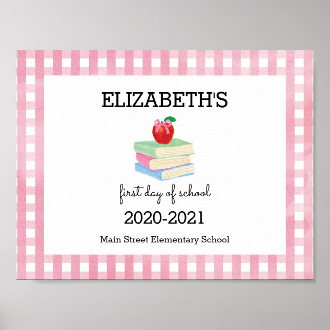 Första dagen då Gingham Apple för skolsignering Poster (Framsidan)
