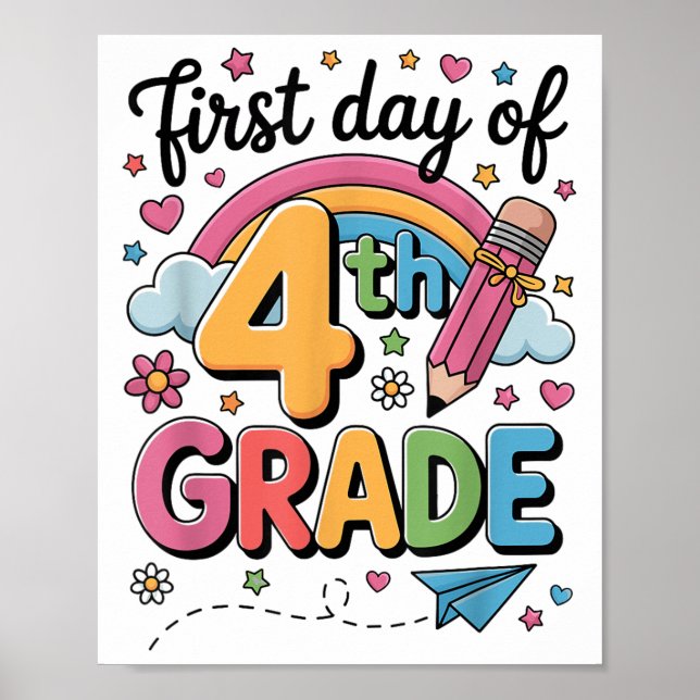 Första dagen för den fjärde Klass-Back to school-l Poster (Framsidan)