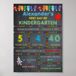 Första dagen för Kindergarten-signalen, Chalkboard Poster