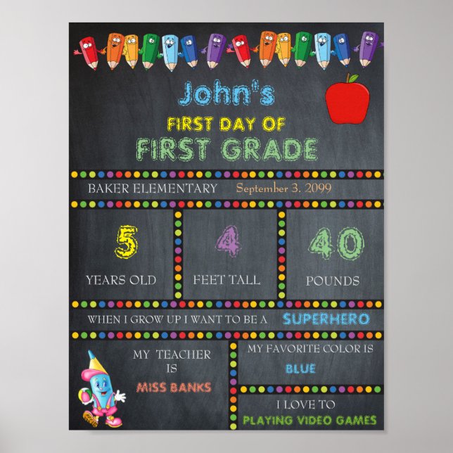 Första dagen för Kindergarten-signalen, FÖRSTA KLA Poster (Framsidan)