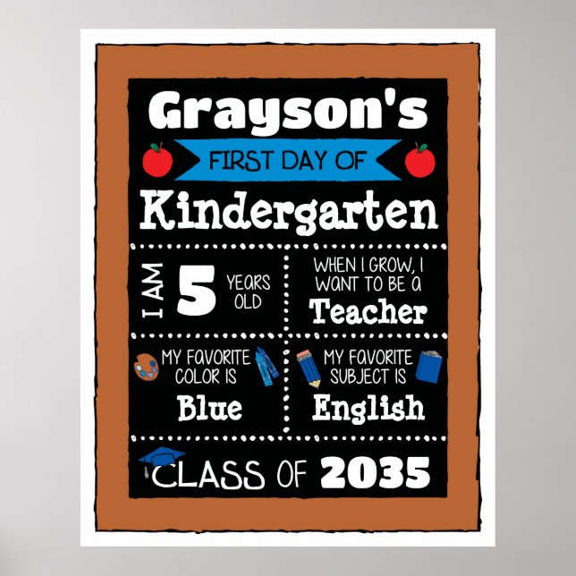 Första dagen för klass Signs Student Art - Blue Poster (Framsidan)