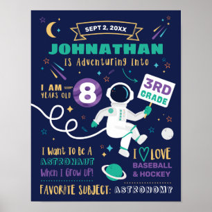 Första dagen för skolsignalen Astronaut Space Även Poster