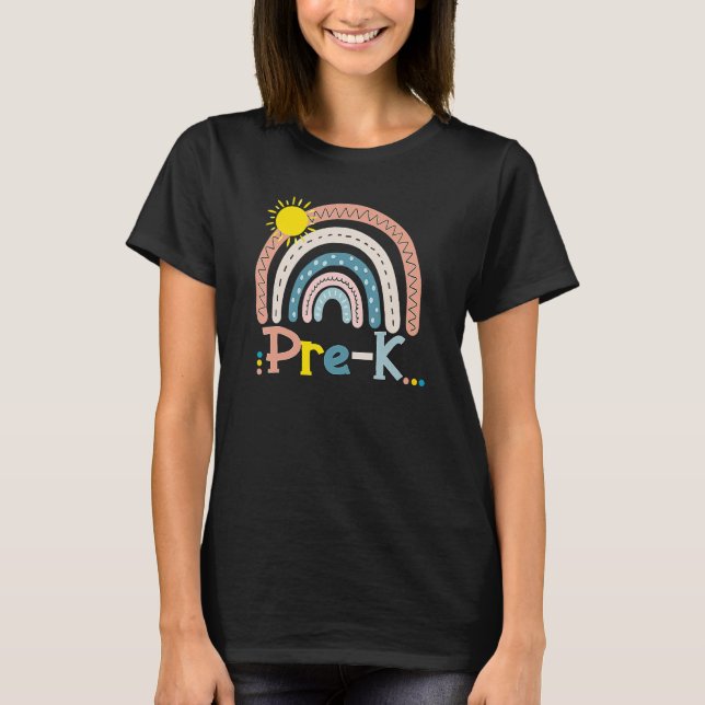 Första dagen före K Boho Rainbow Teacher Student L T Shirt (Framsida)