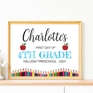 Första dagen i det fjärde Klass-minimalistiska Bac Poster