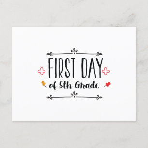 Första dagen i femte Klass Vykort