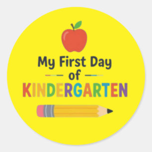 Första dagen i förskoleklass runt klistermärke