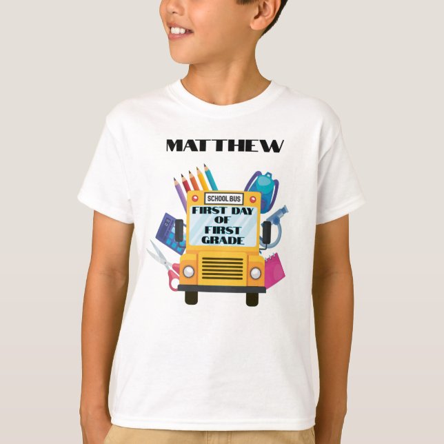 Första dagen i första Klass-Personligen T Shirt (Framsida)