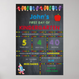 Första dagen i Kindergarten BOY,Small Storlek,Chal Poster