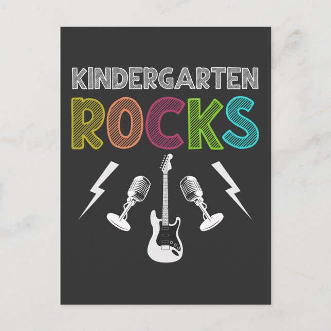 Första dagen i Kindergarten Sten Guitar Älskare Ki Vykort (Framsida)