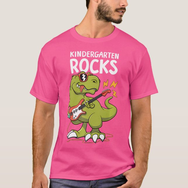 Första dagen i Kindergarten Sten T-Rex Boy T Shirt (Framsida)