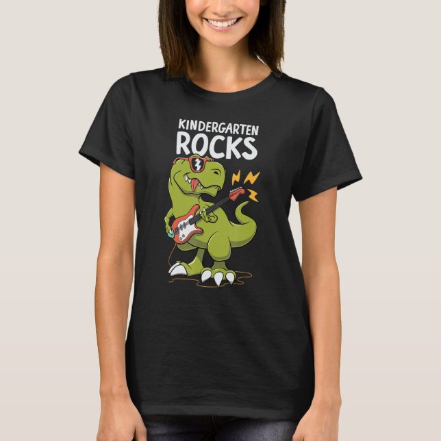 Första dagen i Kindergarten Sten T-Rex Boy T Shirt (Framsida)