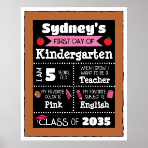 Första dagen i klass Signs Student Art - Rosa Poster