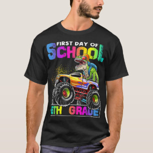 Första dagen i Skolan 6e Klass Dinosaur Monster La T Shirt