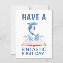 Första dagen i skolcute Dolphin Animal Pun Blue Vykort