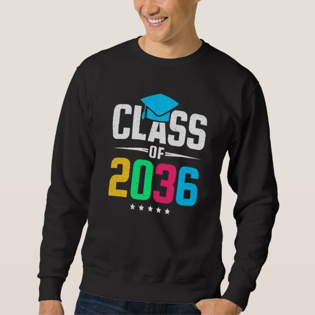 Första dagen i skolklass 2036 Framtida Studenter Lång Ärmad Tröja (Framsida)