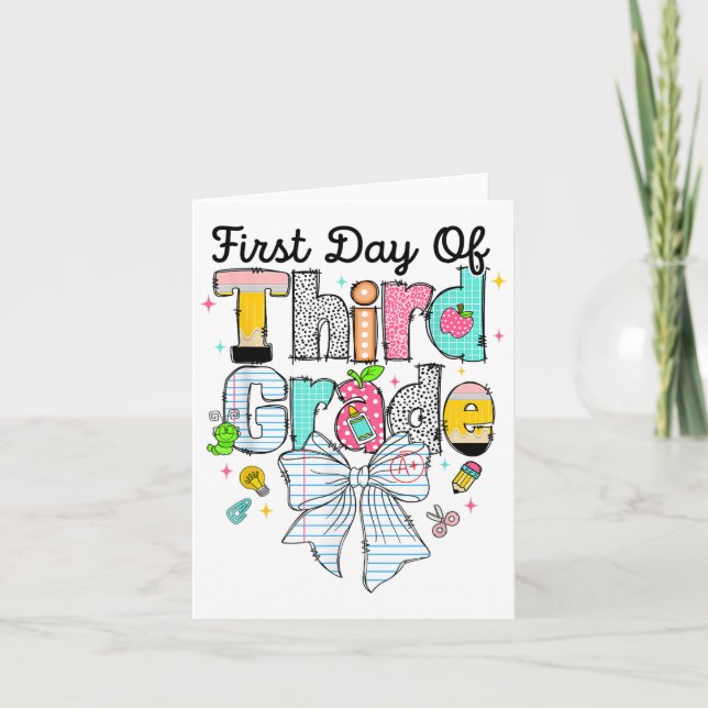 Första dagen i tredje Klass Back to school första  Kort (Framsida)