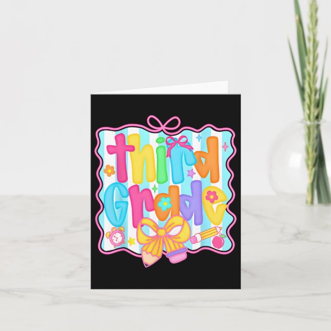 Första dagen i tredje Klass-Blommigtens paket för  Kort (Framsida)