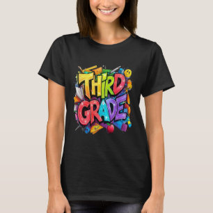 Första dagen i tredje klass blomsterbukett för lär t shirt