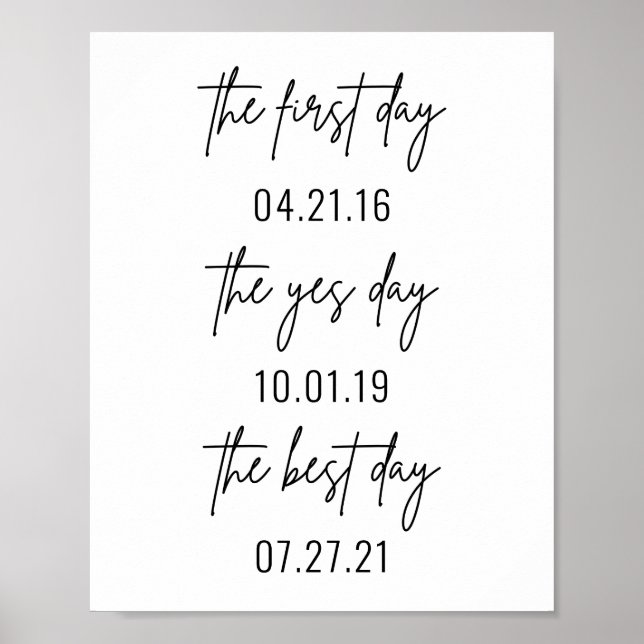 Första dagen Ja-dagen, bästa Bröllop-Poster Poster (Framsidan)