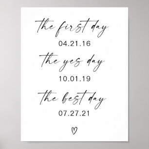 Första dagen Ja-dagen Bästa dagen Bröllopsaffisch Poster
