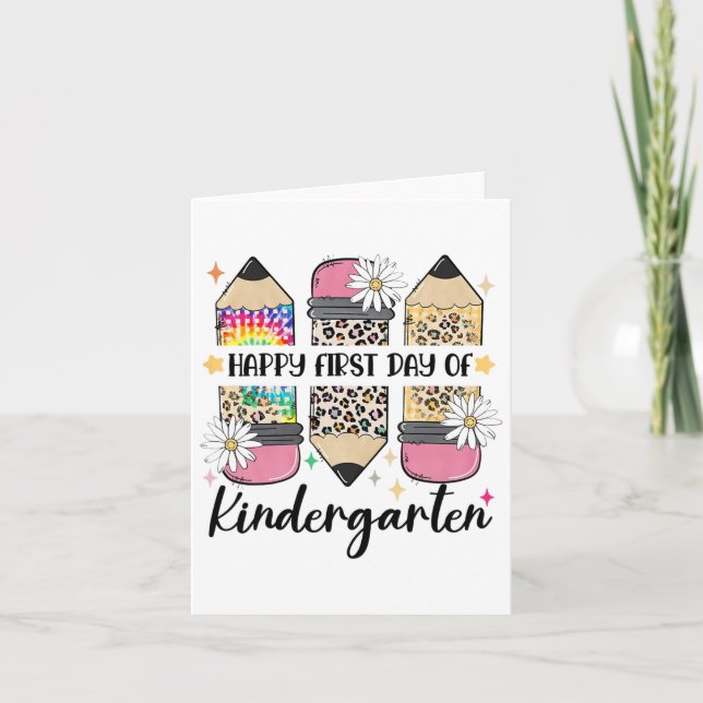 Första dagen Kindergarten Lacher Leopard Pencil Ck Kort (Framsida)