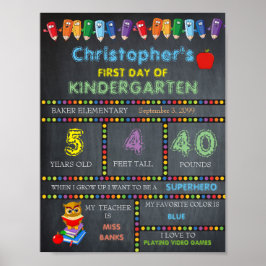 Första dagen Kindergarten-signalen, Chalkboard Poster